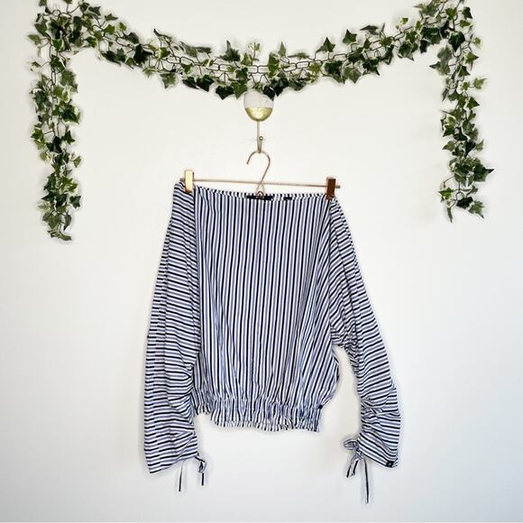 SCOTCH & SODA Boat Neck Blue Striped Blouse Size Small - Picture 2 of 7